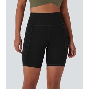 HALARA Wear-Resistant High Waist Pockets Hiking Biker Shorts 7” M Black NWT B61